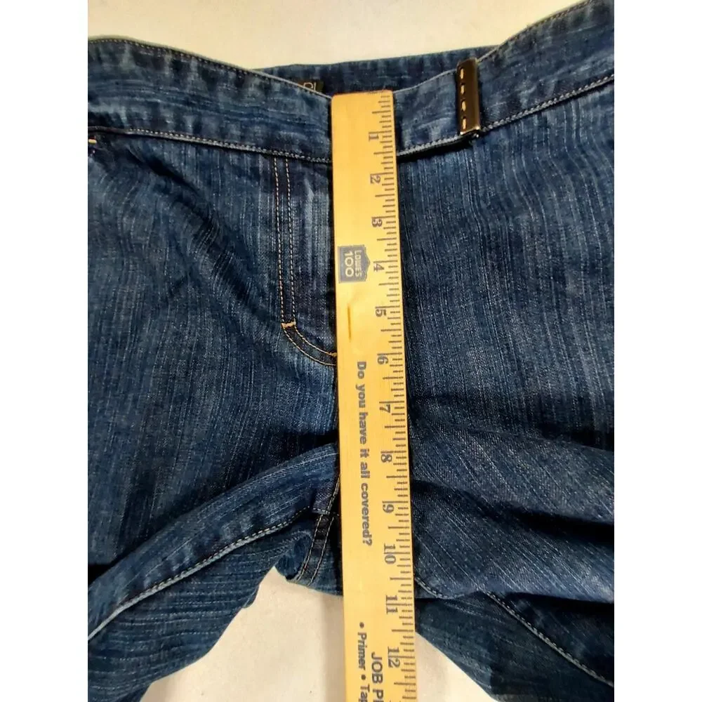 Tahari Women's Dark Wash Wide Leg Denim Trouser Jeans Boho Flare Size 34 Waist